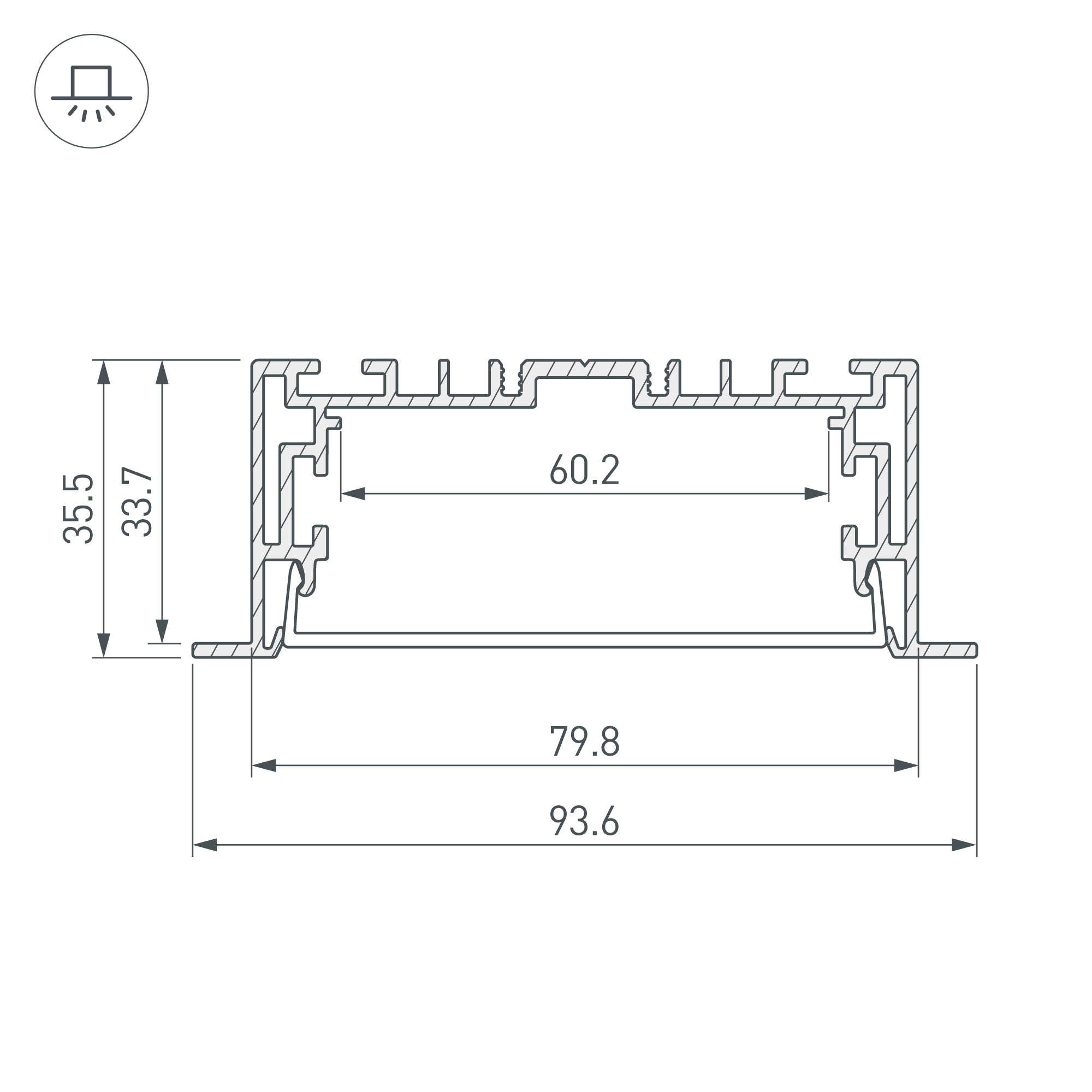 Профиль с экраном S2-LINIA94-F-2500 ANOD+OPAL