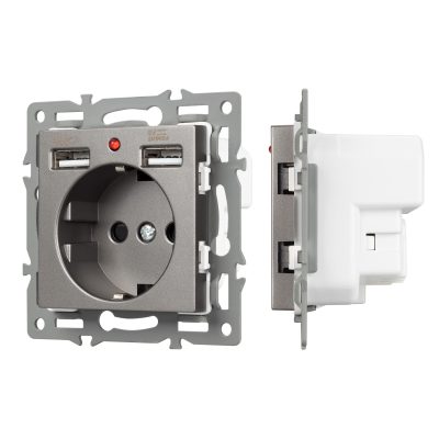 Механизм розетки с USB зарядкой SCT-MUAA-PL-GR