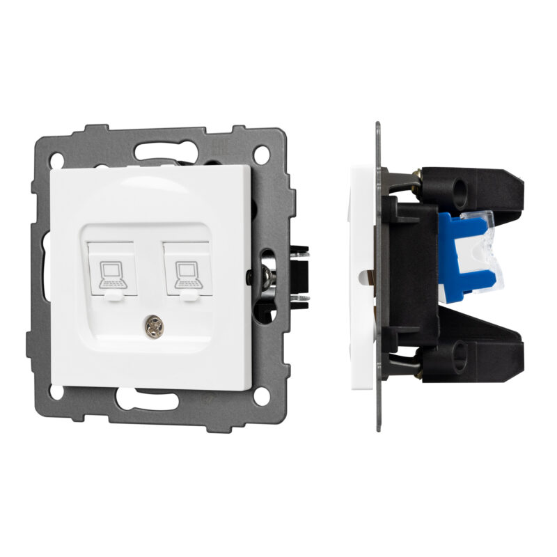 Механизм компьютерной розетки двойной SCT-MPC2-PL-WH-V