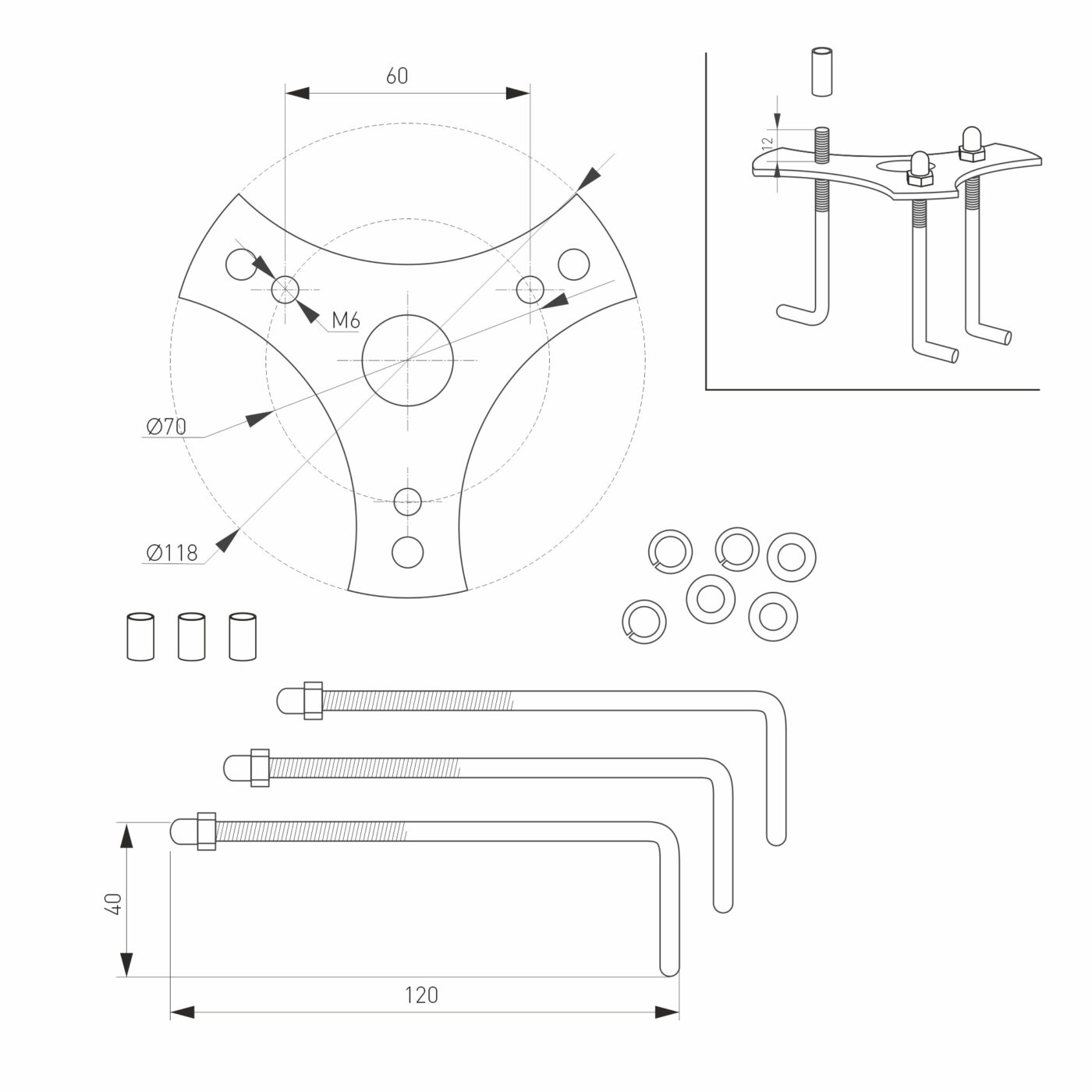 Светильник LGD-STEM-BOLL-H500-10W Warm3000