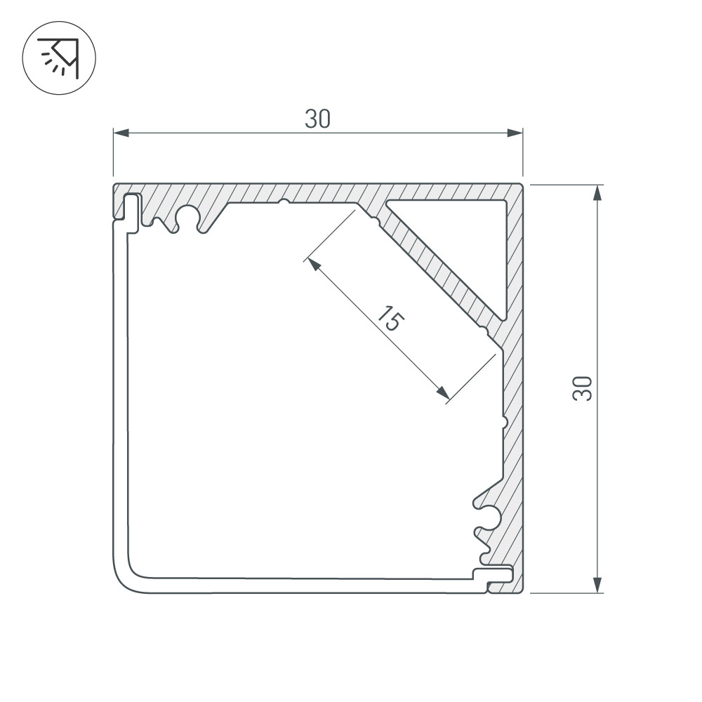 Профиль SL-KANT-H30-3000 ANOD