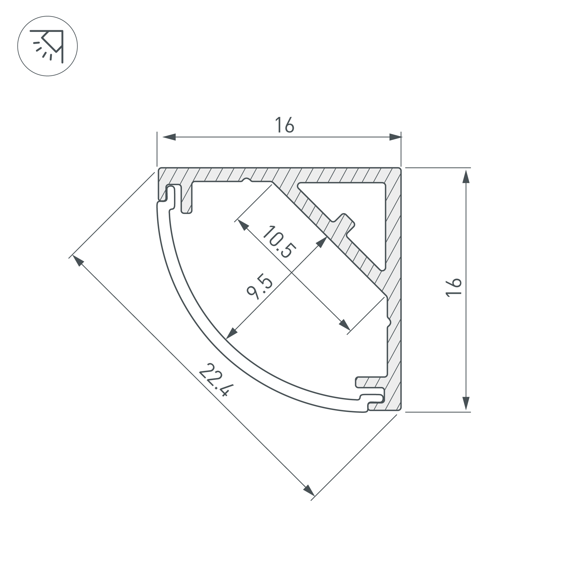 Профиль SL-KANT-H16-S10-2000 ANOD