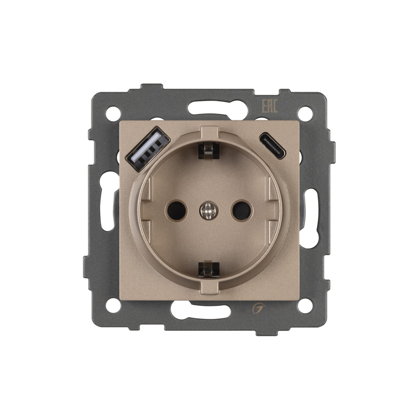 Механизм розетки с USB зарядкой SCT-MUAC-PL-GD-V