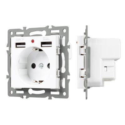 Механизм розетки с USB зарядкой SCT-MUAA-PL-WH