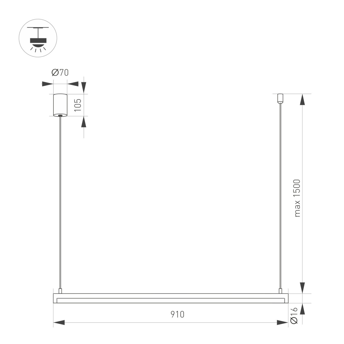 Светильник SP-UMBRA-HANG-H-L900-15W Warm3000