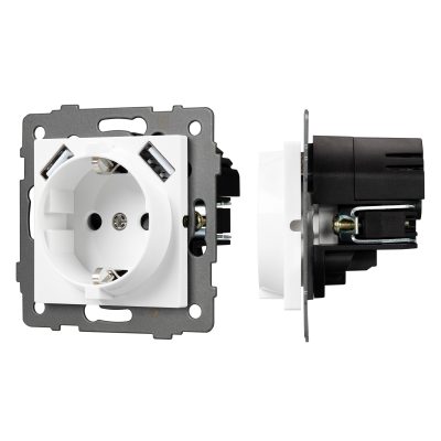 Механизм розетки с USB зарядкой SCT-MUAA-PL-WH-V