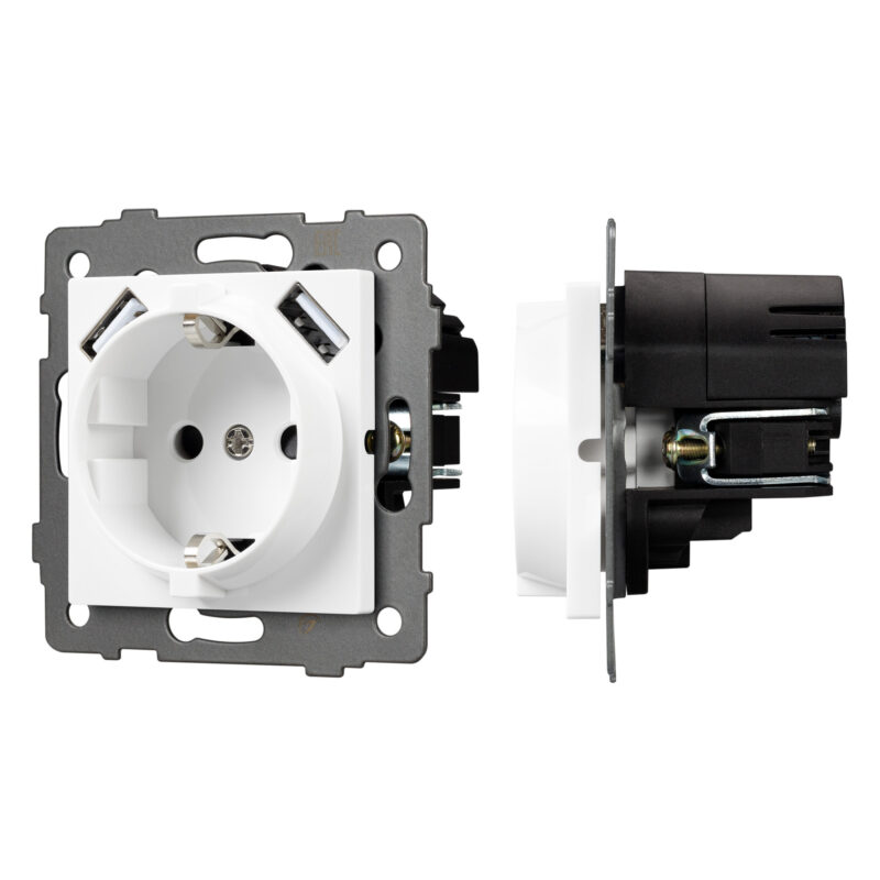 Механизм розетки с USB зарядкой SCT-MUAA-PL-WH-V