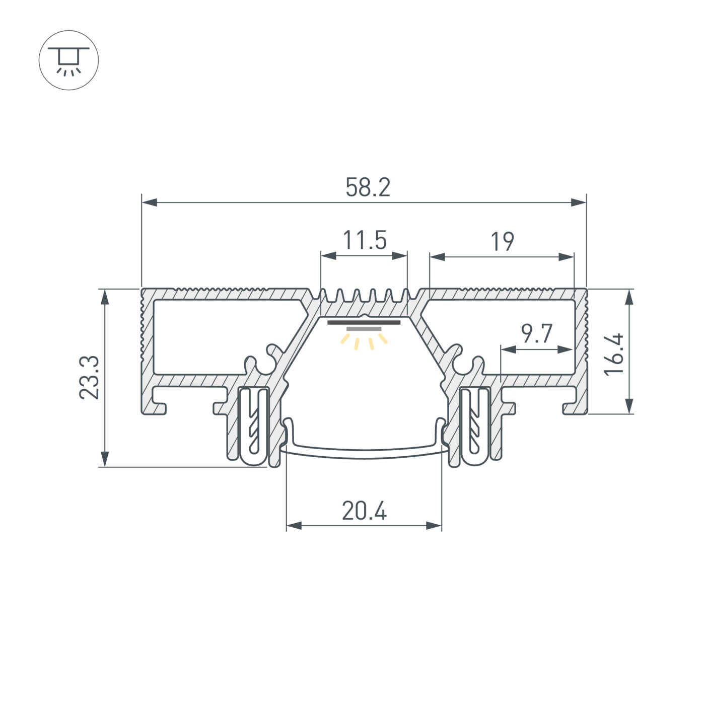 Профиль STRETCH-20-CEIL-D-CENTER-2000 WHITE