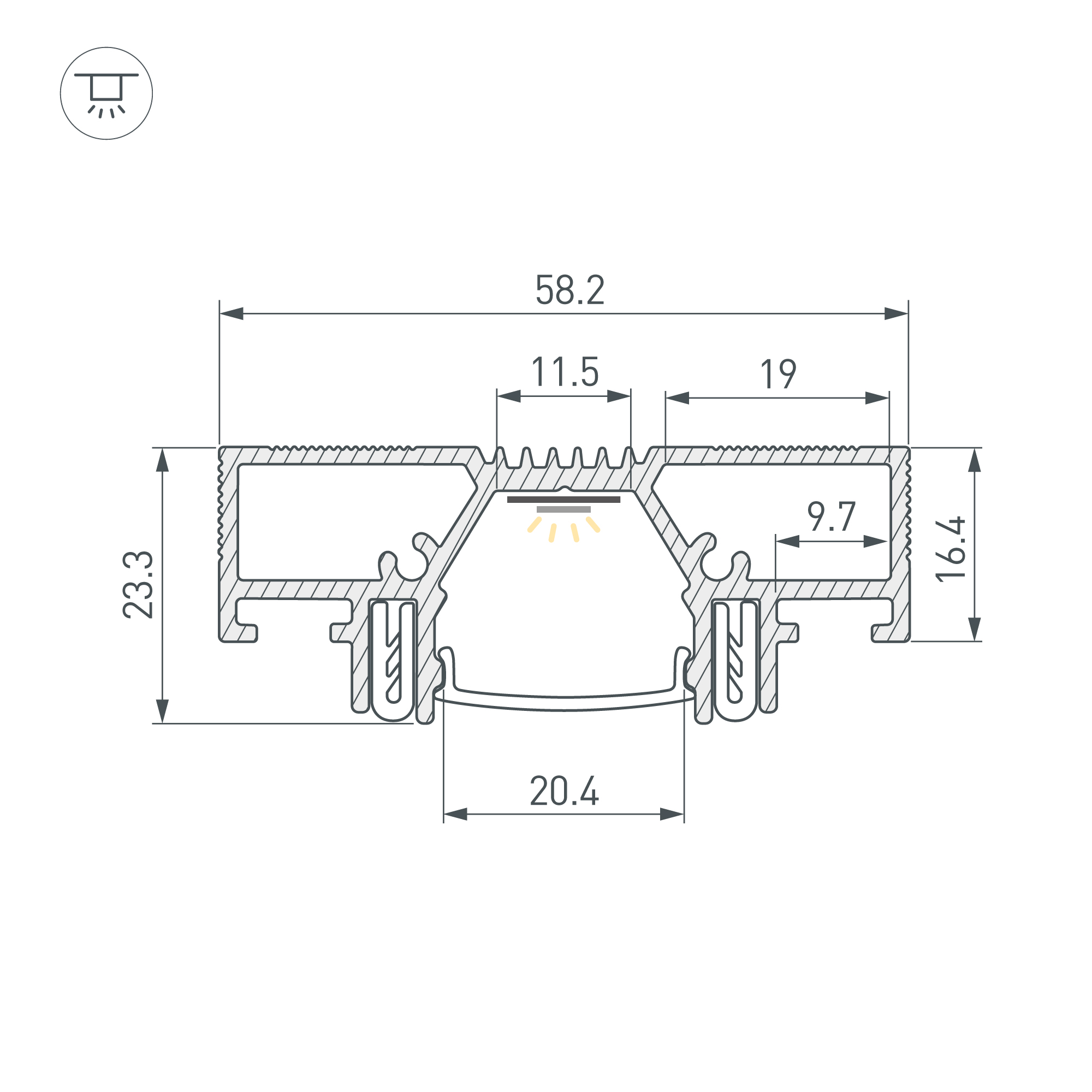 Профиль STRETCH-20-CEIL-D-CENTER-2000 BLACK