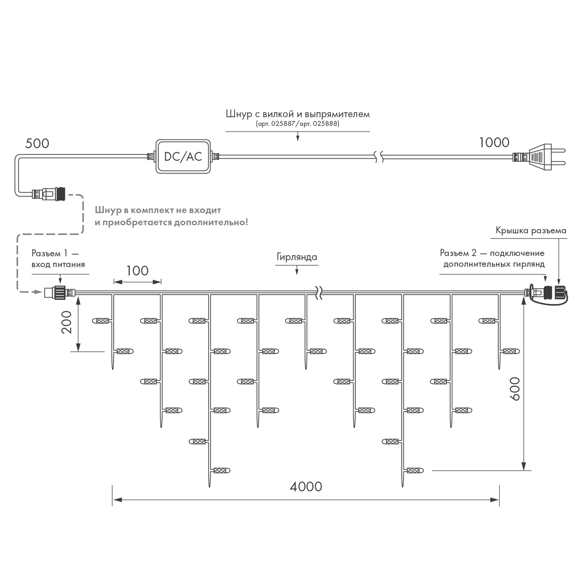 Светодиодная гирлянда ARD-EDGE-PRO-4000x600-BLACK-128LED-MILK-STD Warm