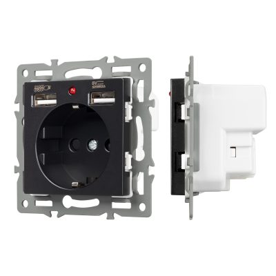 Механизм розетки с USB зарядкой SCT-MUAA-PL-BK