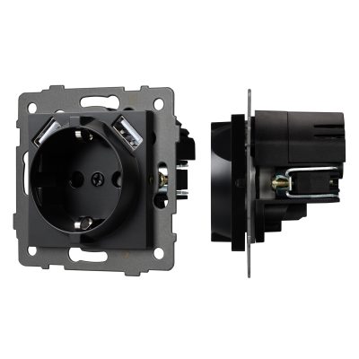 Механизм розетки с USB зарядкой SCT-MUAA-PL-BK-V