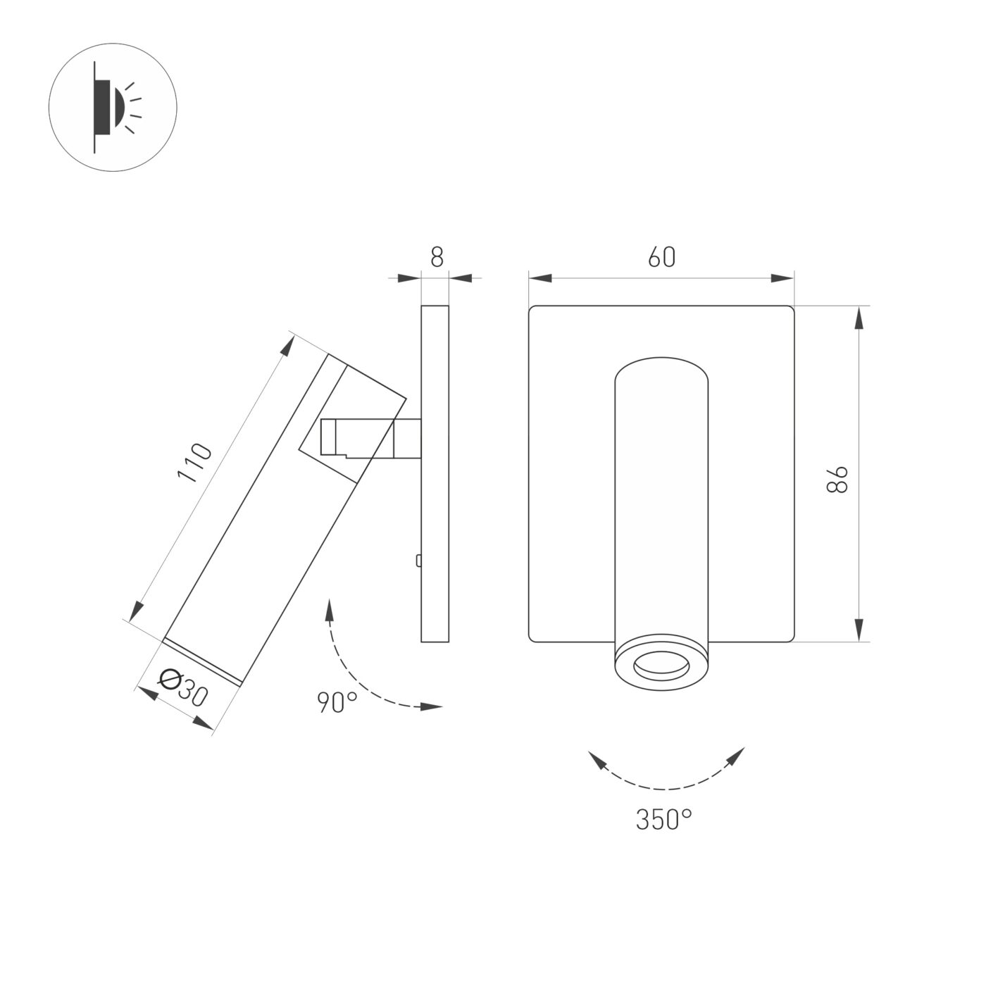 Светильник SP-READER-S60x86-3W Warm2700