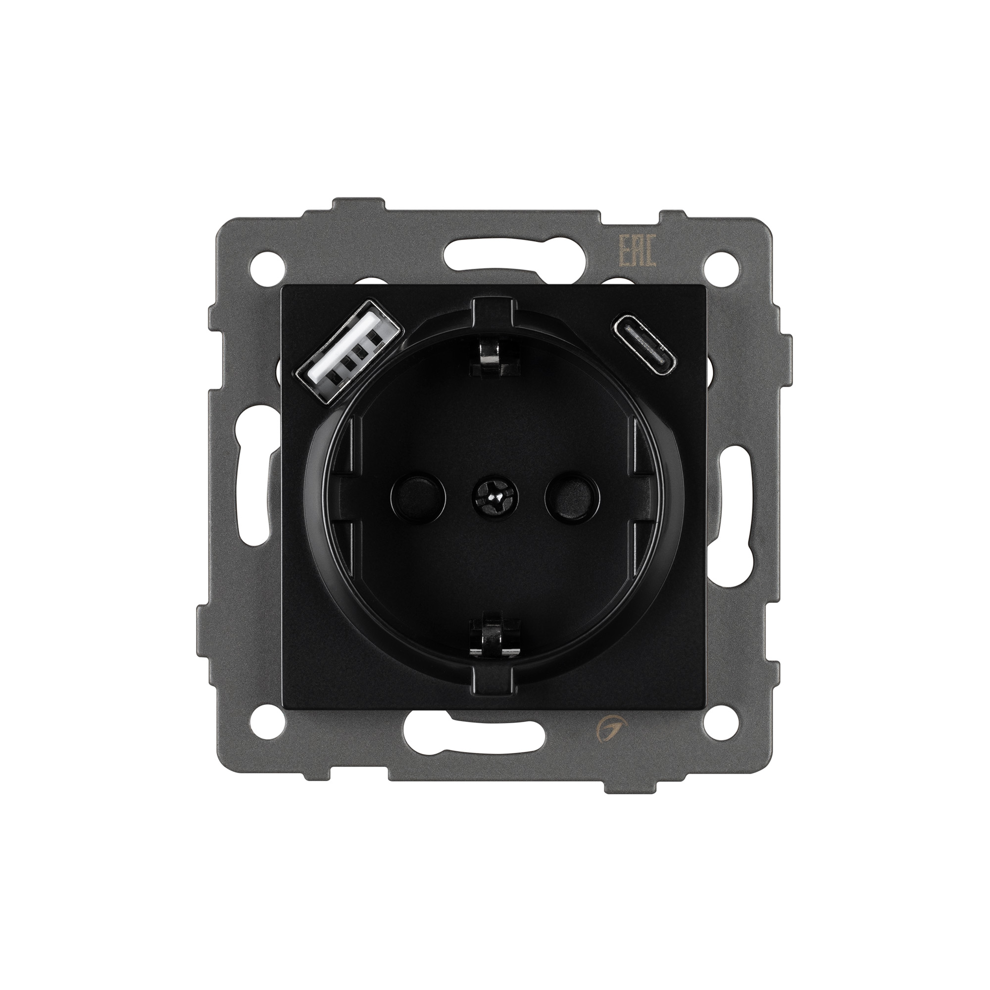 Механизм розетки с USB зарядкой SCT-MUAC-PL-BK-V