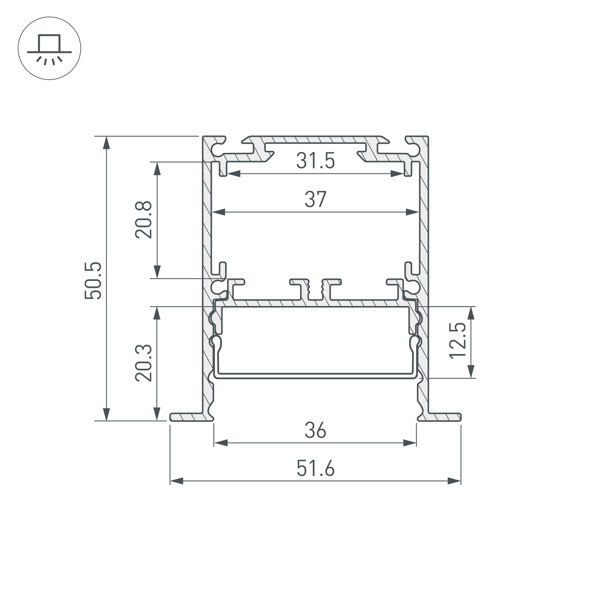 Профиль SL-LINIA52-3L-F-2000 ANOD