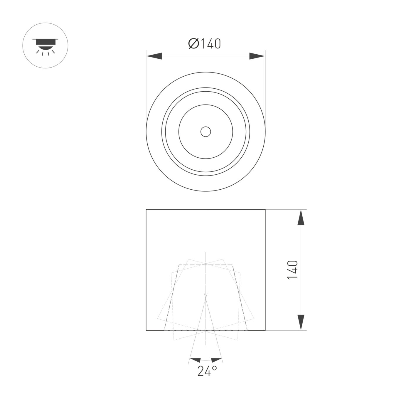 Светильник SP-FOCUS-R140-30W Warm White