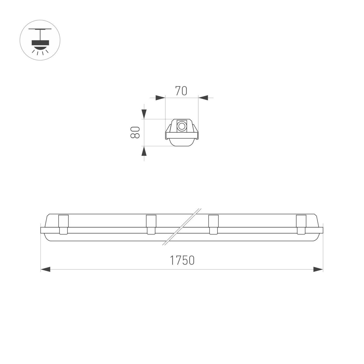 Светильник ALT-DALLAS-EMERGENCY-L1750-60W Day4000
