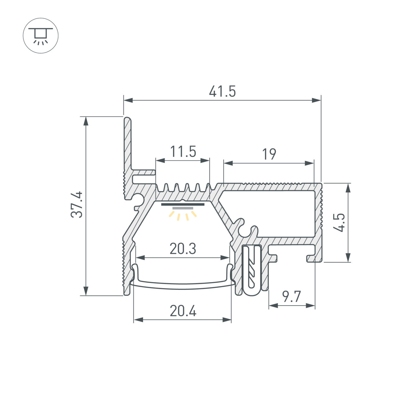 Профиль STRETCH-20-WALL-D-SIDE-2000 WHITE