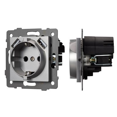 Механизм розетки с USB зарядкой SCT-MUAA-PL-GR-V