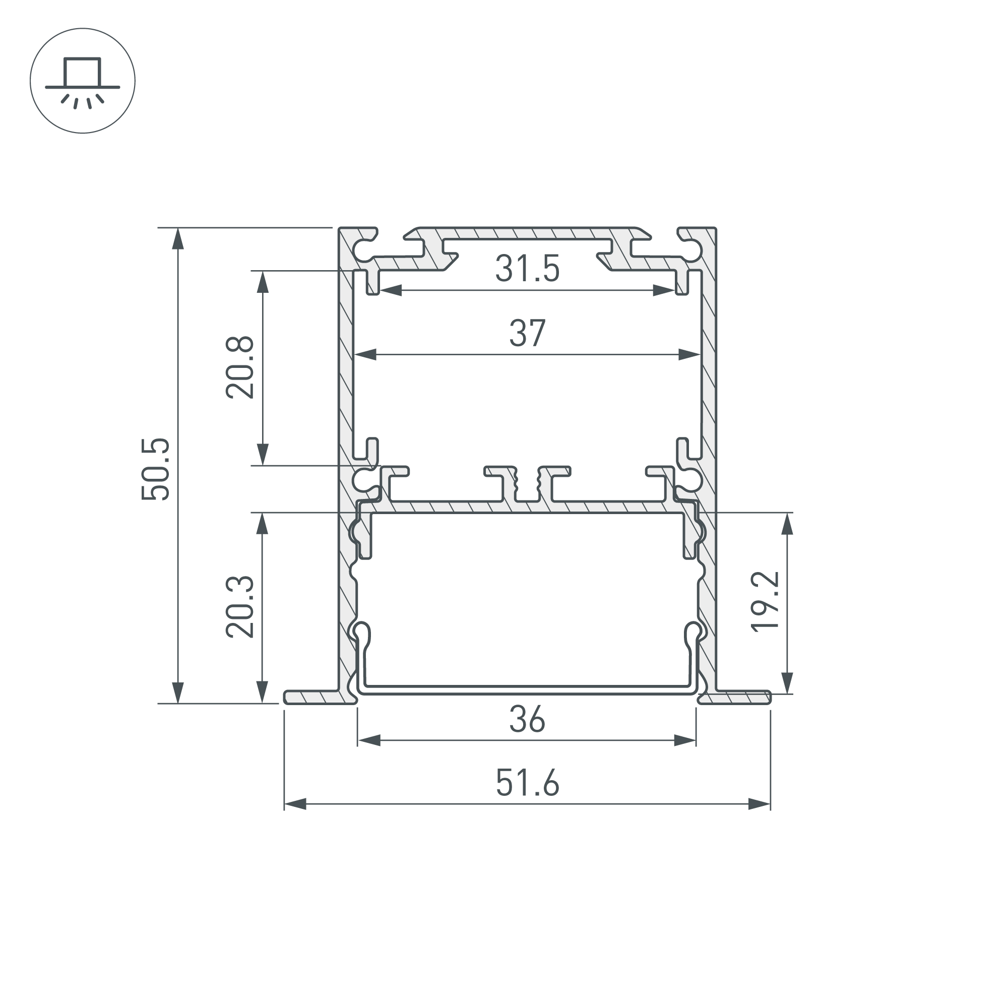 Профиль SL-LINIA52-3L-F-2000 ANOD