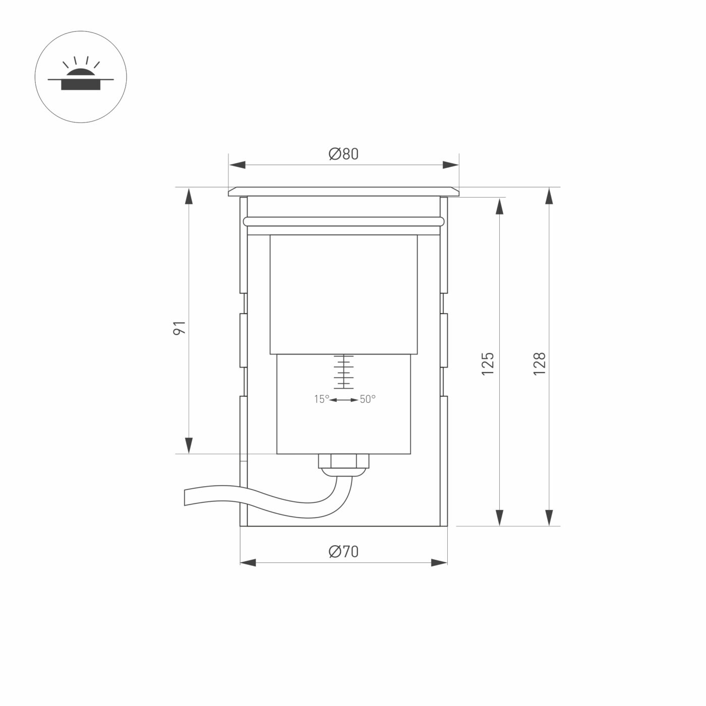 Светильник ART-GROUND-ZOOM-R80-8W Warm3000