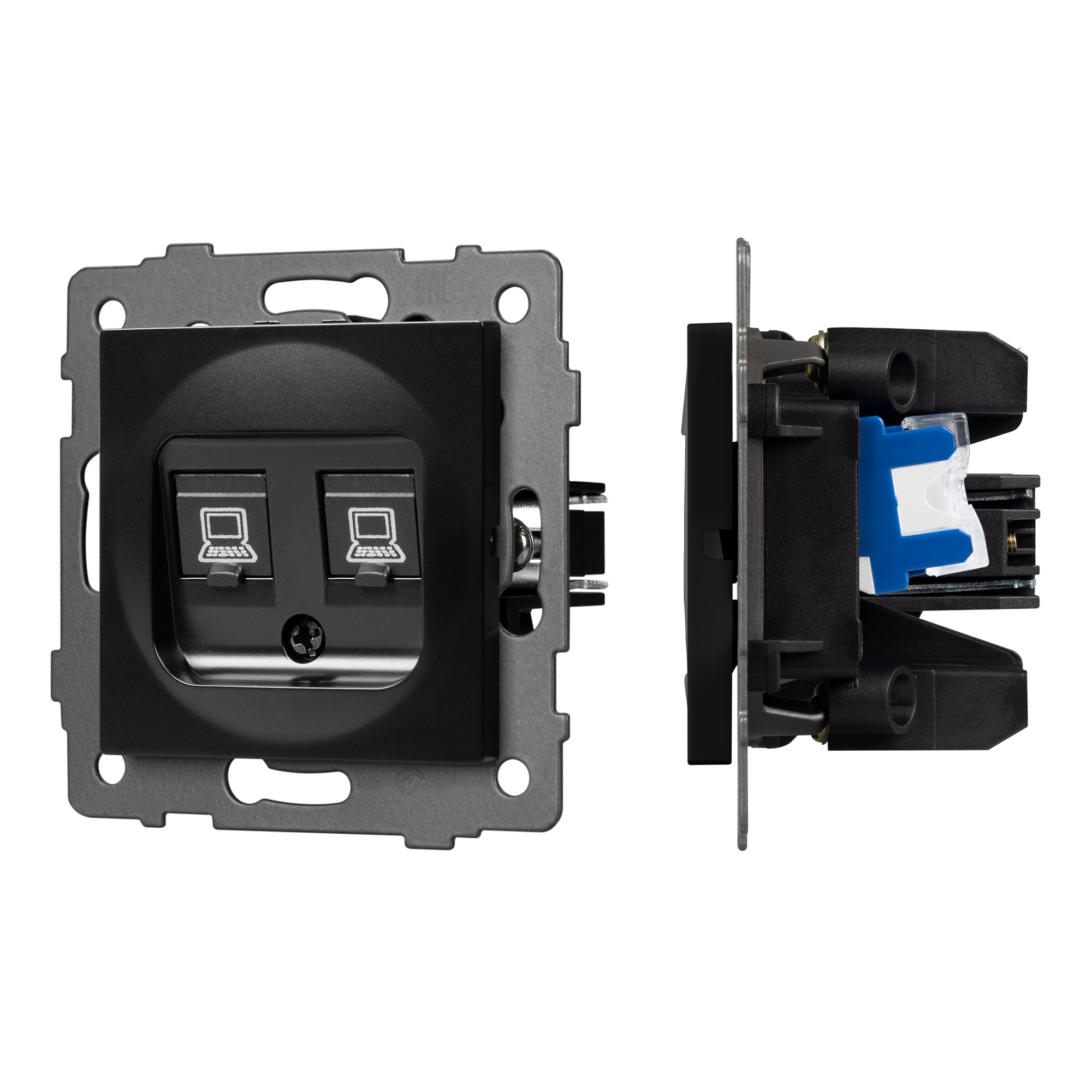 Механизм компьютерной розетки двойной SCT-MPC2-PL-BK-V