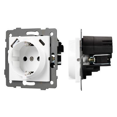 Механизм розетки с быстрой USB зарядкой SCT-MUAC-PL-WH-V