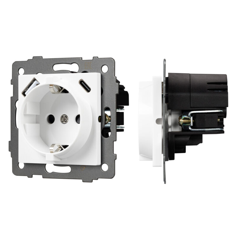 Механизм розетки с быстрой USB зарядкой SCT-MUAC-PL-WH-V