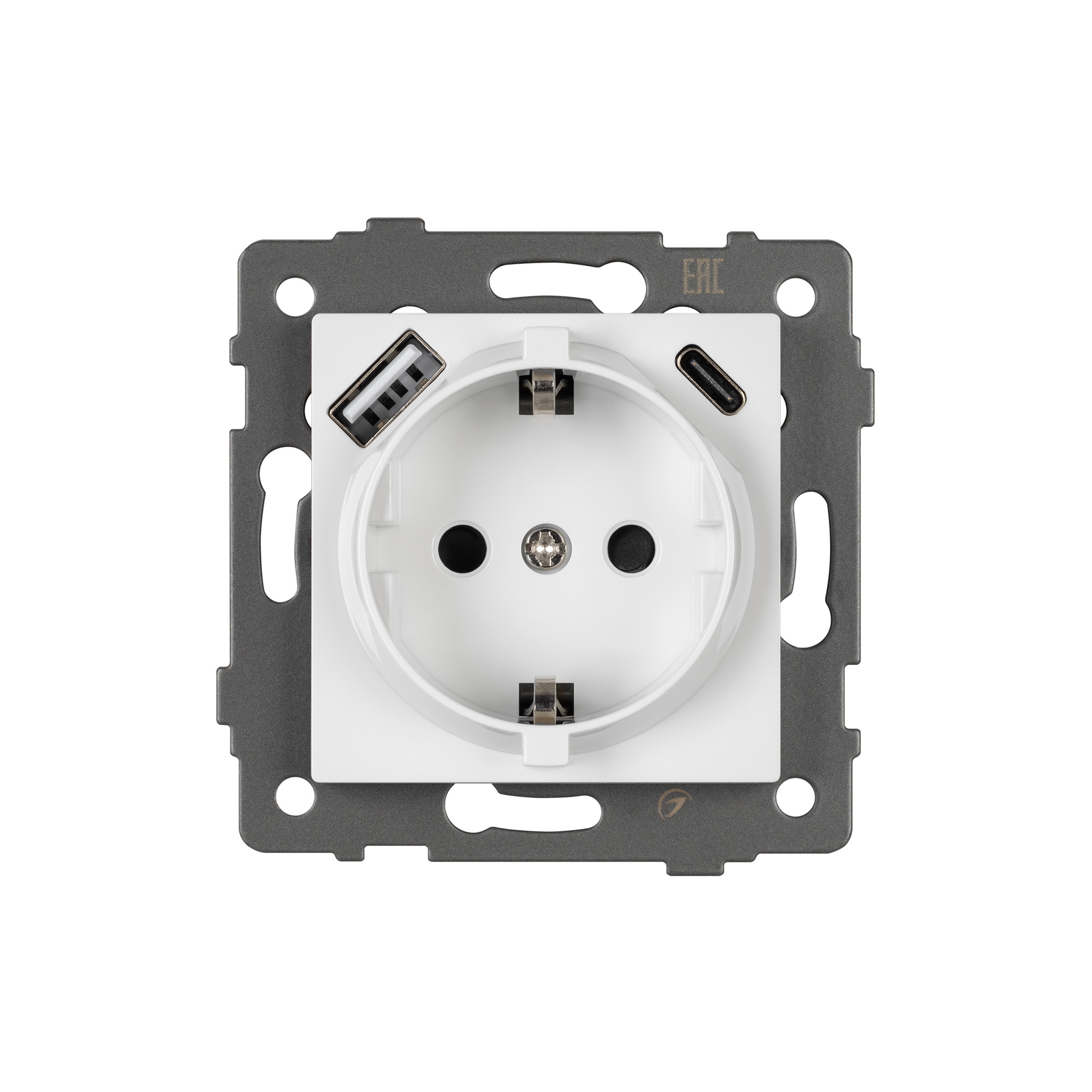 Механизм розетки с быстрой USB зарядкой SCT-MUAC-PL-WH-V