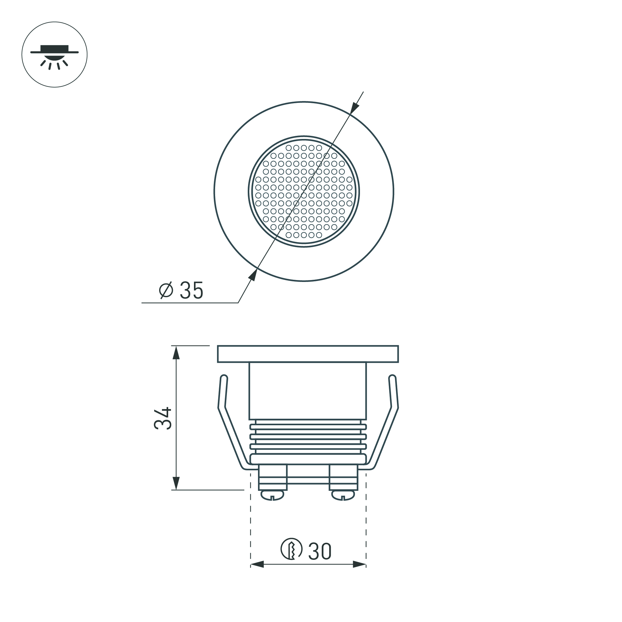 Светодиодный светильник LTM-R35WH 1W Day White 30deg