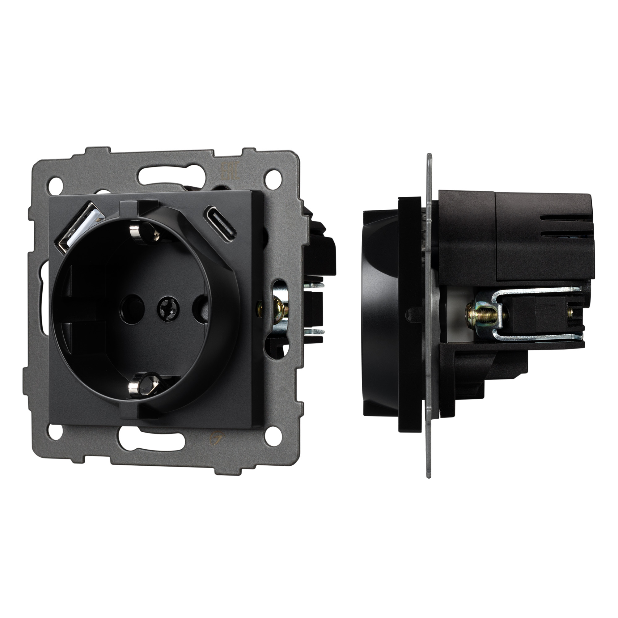 Механизм розетки с USB зарядкой SCT-MUAC-PL-BK-V