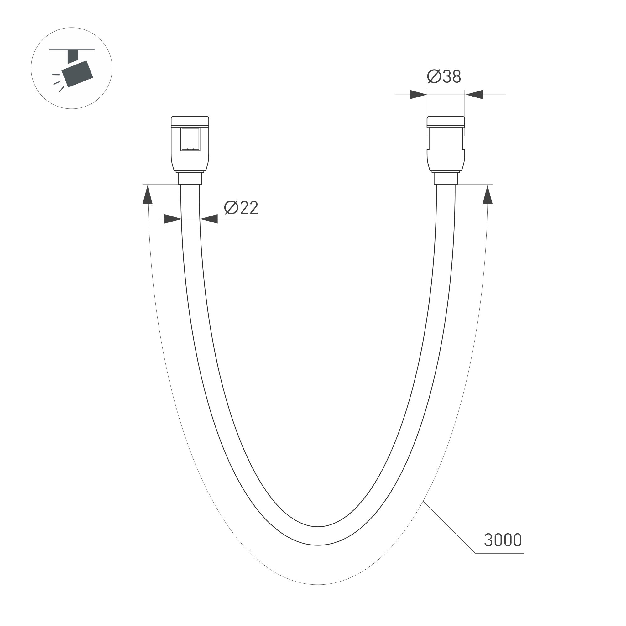 Светильник ART-APRIORI-TUBE-ELASTIC-R38-L3000-25W Warm3000