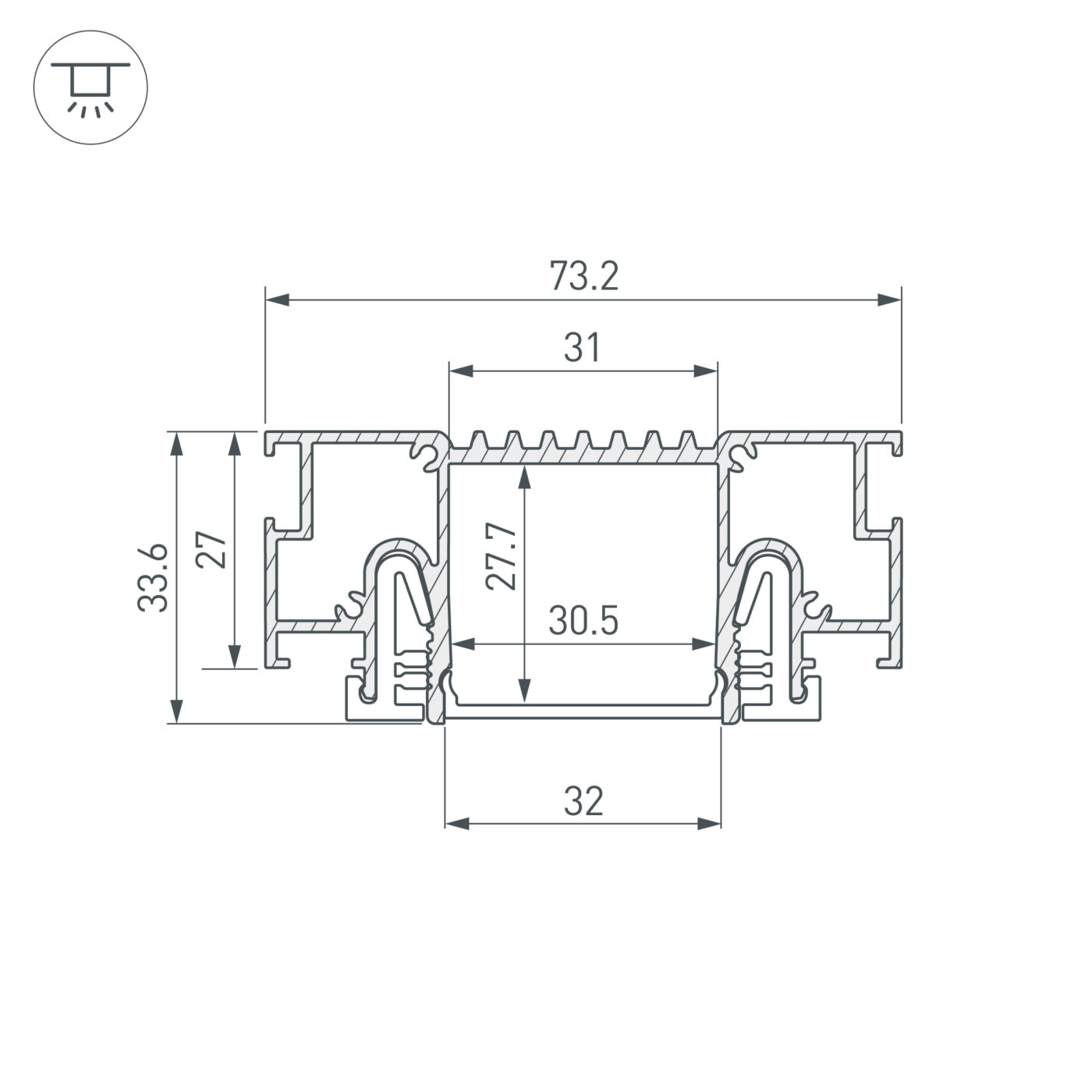 Профиль STRETCH-32-CEIL-CENTER-2000 BLACK