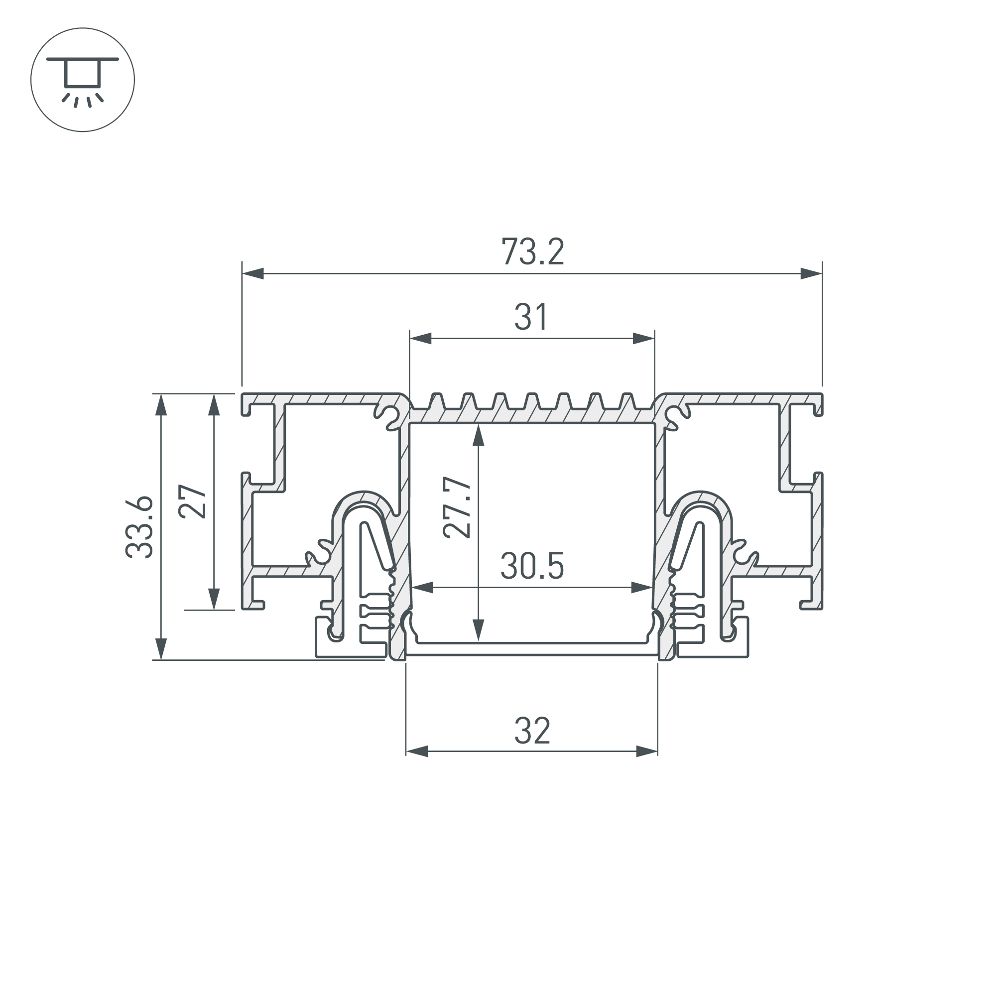 Профиль STRETCH-32-CEIL-CENTER-2000 WHITE
